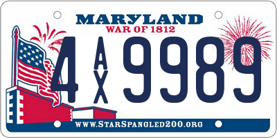 MD license plate 4AX9989