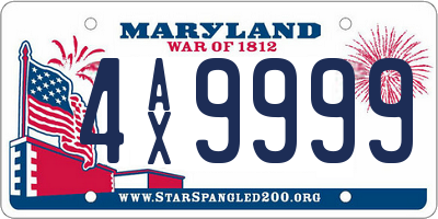 MD license plate 4AX9999