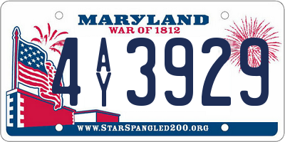 MD license plate 4AY3929
