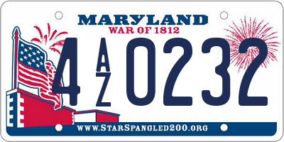MD license plate 4AZ0232