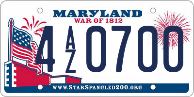 MD license plate 4AZ0700