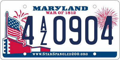 MD license plate 4AZ0904