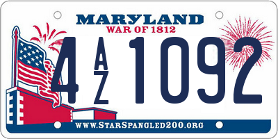 MD license plate 4AZ1092