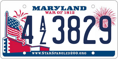 MD license plate 4AZ3829