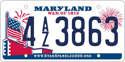 MD license plate 4AZ3863
