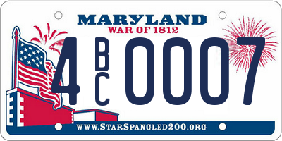 MD license plate 4BC0007