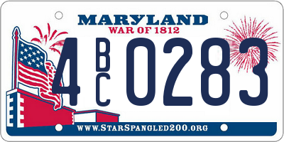MD license plate 4BC0283