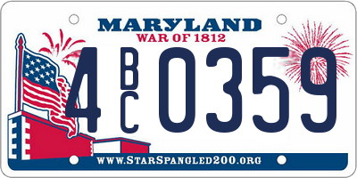MD license plate 4BC0359
