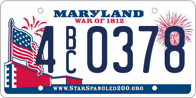 MD license plate 4BC0378