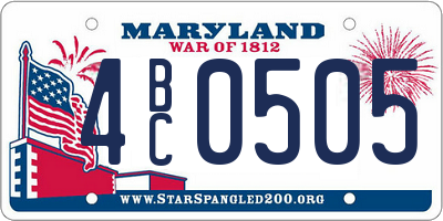 MD license plate 4BC0505