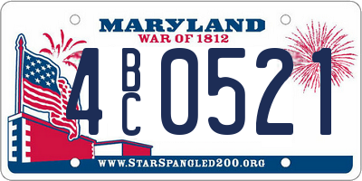 MD license plate 4BC0521