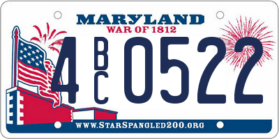 MD license plate 4BC0522