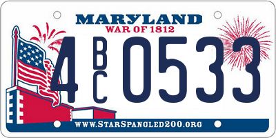 MD license plate 4BC0533