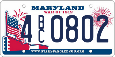 MD license plate 4BC0802
