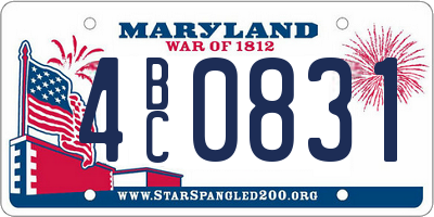 MD license plate 4BC0831