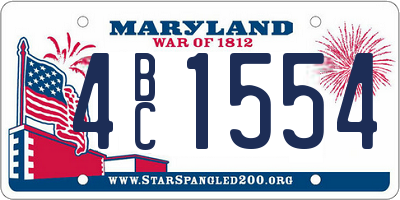 MD license plate 4BC1554