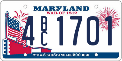 MD license plate 4BC1701