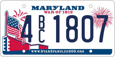 MD license plate 4BC1807
