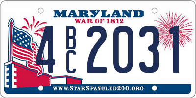 MD license plate 4BC2031