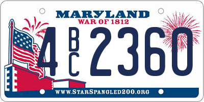 MD license plate 4BC2360
