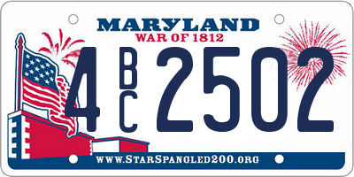 MD license plate 4BC2502