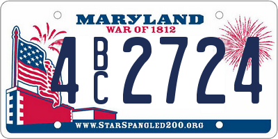 MD license plate 4BC2724