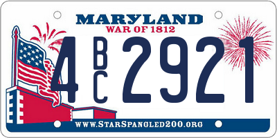MD license plate 4BC2921