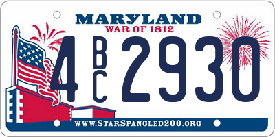MD license plate 4BC2930