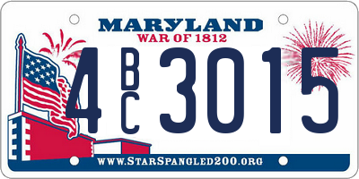 MD license plate 4BC3015