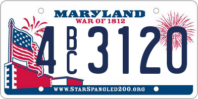 MD license plate 4BC3120