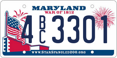 MD license plate 4BC3301