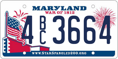 MD license plate 4BC3664