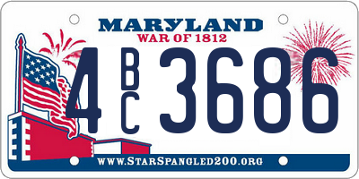 MD license plate 4BC3686