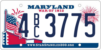 MD license plate 4BC3775