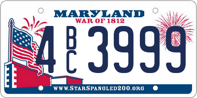 MD license plate 4BC3999