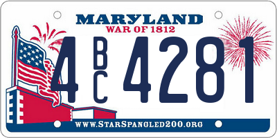 MD license plate 4BC4281
