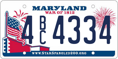 MD license plate 4BC4334
