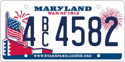 MD license plate 4BC4582