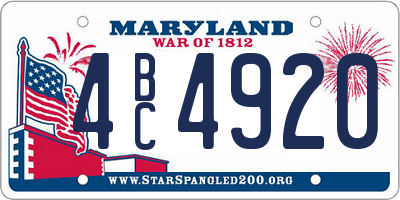 MD license plate 4BC4920