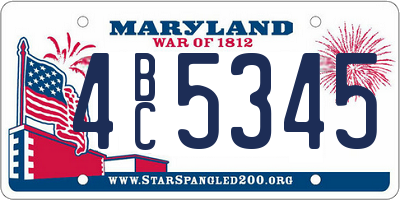 MD license plate 4BC5345