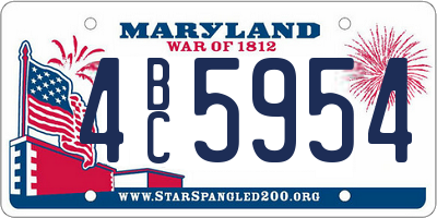 MD license plate 4BC5954