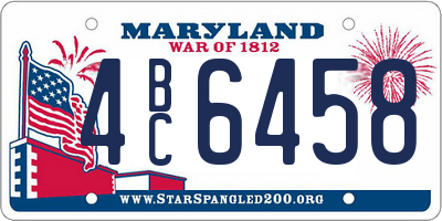 MD license plate 4BC6458