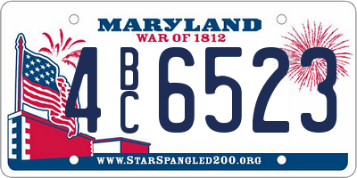 MD license plate 4BC6523