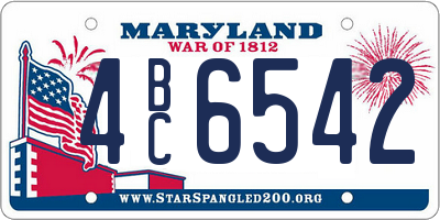 MD license plate 4BC6542