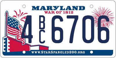 MD license plate 4BC6706