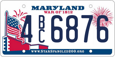 MD license plate 4BC6876