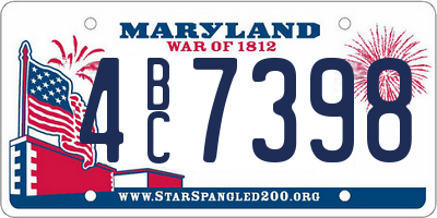 MD license plate 4BC7398