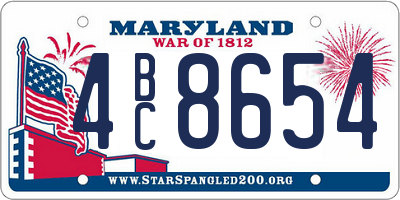 MD license plate 4BC8654