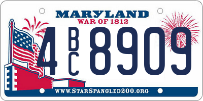 MD license plate 4BC8909