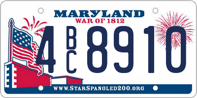 MD license plate 4BC8910